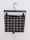 YANYAN KNITS 25 Spring/Summer ARGYLE Bandeau/Mini Skirt with Flowers YYK-YYW25-0291-HB Bandeau